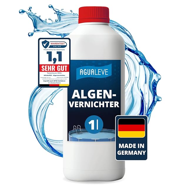Anti-algues liquide AGUALEVE en flacon d’un litre pour bassins et bains à remous