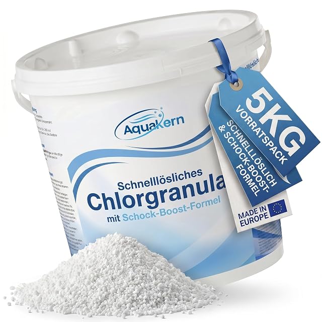 Granulé de chlore à dissolution rapide Aquakern pour chloration choc en conditionnement de cinq kilogrammes