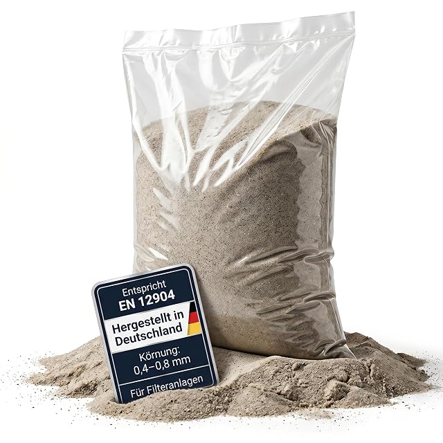 Sac de vingt-cinq kilogrammes de sable filtrant de quartz lavé BELKO, granulométrie de 0,4 à 0,8 millimètre