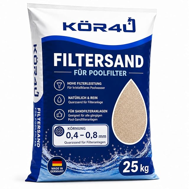 Sac de vingt-cinq kilogrammes de sable filtrant de quartz kör4u en 0,4 à 0,8 millimètre