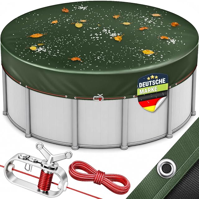 Bâche de bassin ronde premium tillvex à œillets doubles en aluminium et cliquet de tension