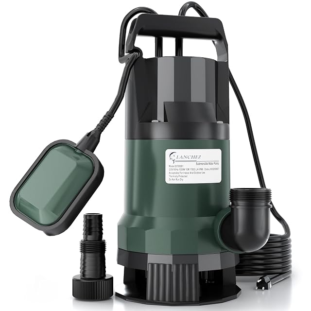 Pompe submersible pour eaux chargées LANCHEZ de 1000 watts, avec une poignée télescopique