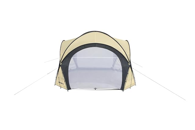 Dôme de protection Lay-Z-Spa de 390 cm de côté et 255 cm de haut au-dessus d’un spa gonflable, panneaux latéraux relevés