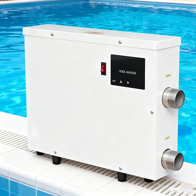 Réchauffeur de piscine et de spa aromaoveite en acier inoxydable, avec un panneau thermostat à écran tactile