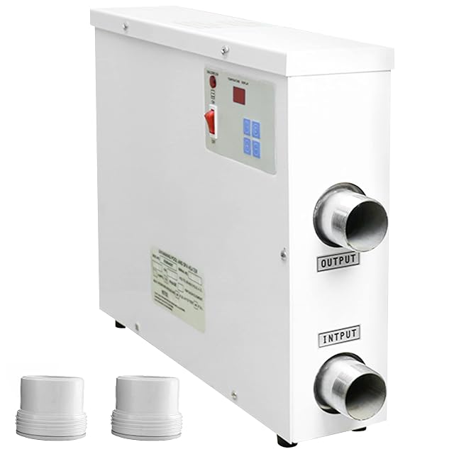 Réchauffeur instantané de piscine électrique TGHY avec panneau de thermostat numérique et corps revêtu d’aluminium