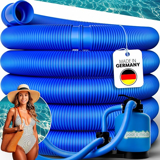 Tuyau de bassin spiralé poolomio bleu de 32 mm, pour usage en pompe et en aspiration