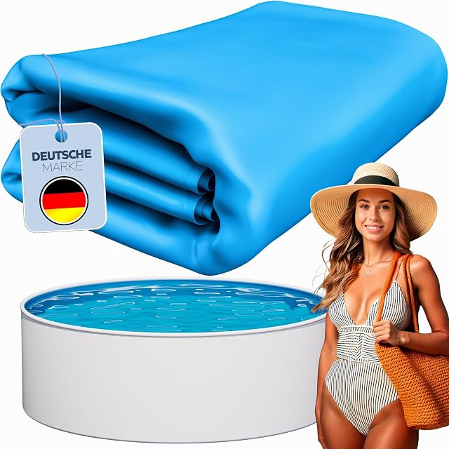 Liner de bassin à recouvrement poolomio bleu pour un bassin rond à paroi acier de quatre cent soixante par quatre-vingt-dix centimètres