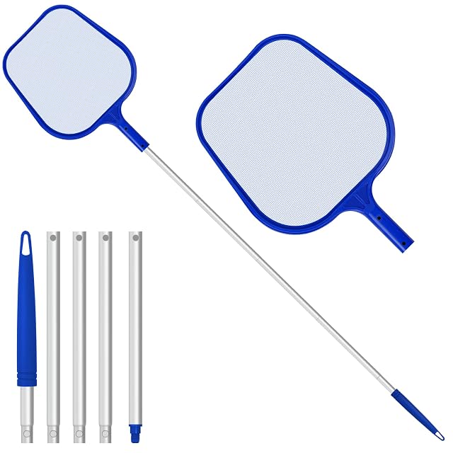 Épuisette de bassin Jsdoin avec un manche télescopique aluminium à cinq brins et un filet nylon