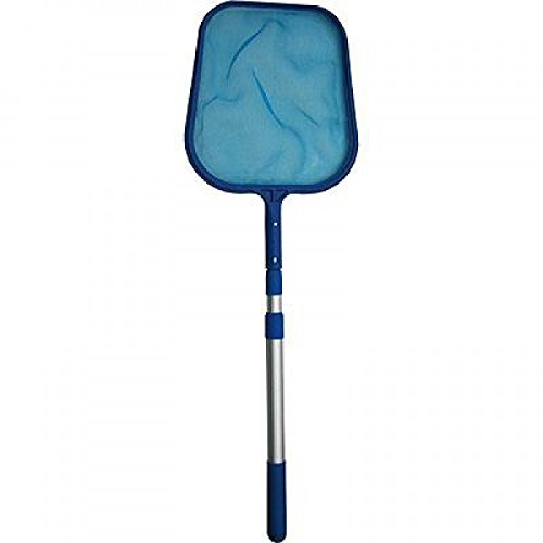 Épuisette à feuilles de bassin well2wellness avec un manche télescopique en trois brins et un cadre plastique