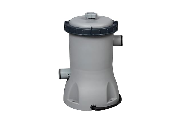 Pompe de filtration Bestway donnée à 2 006 litres par heure, appareil compact à cartouche avec ses orifices de tuyau