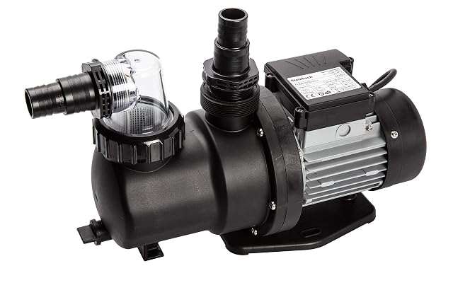 Pompe de filtration auto-amorçante Steinbach SPS 100-1, avec son corps de préfiltre et ses raccords 32/38 mm