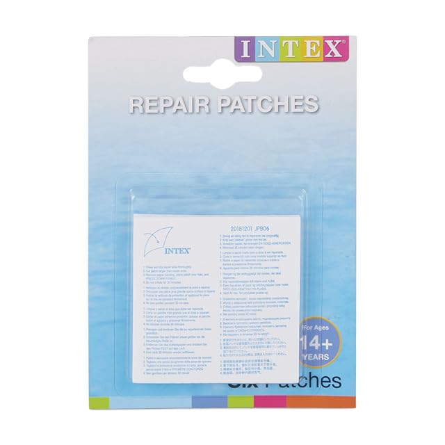 Six rustines de réparation en vinyle Intex transparentes, de sept centimètres de côté chacune