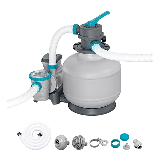 Groupe de filtration à sable Bestway avec minuterie, manomètre et deux tuyaux de 38 millimètres