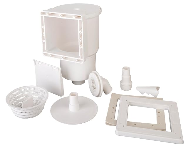 Skimmer de bassin encastré Gre AR100 blanc en ABS, avec couvercle rond et enjoliveur