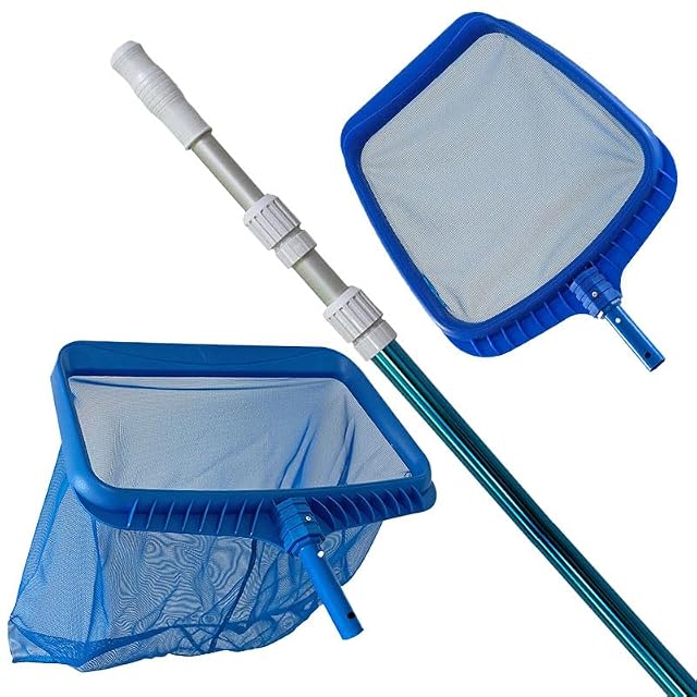 Lot professionnel POOL Total avec manche télescopique, épuisette de fond profonde et épuisette à feuilles plate