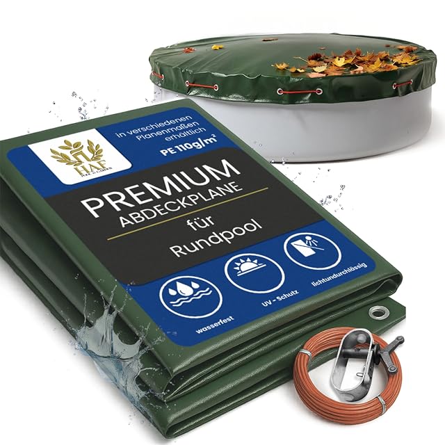 Bâche d’hivernage ronde HAF avec doubles œillets inox et son cliquet de tension